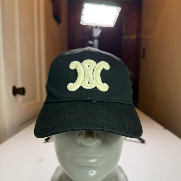 Celine Triomphe Black Adjustable Baseball Cap- - Picture 1 of 12